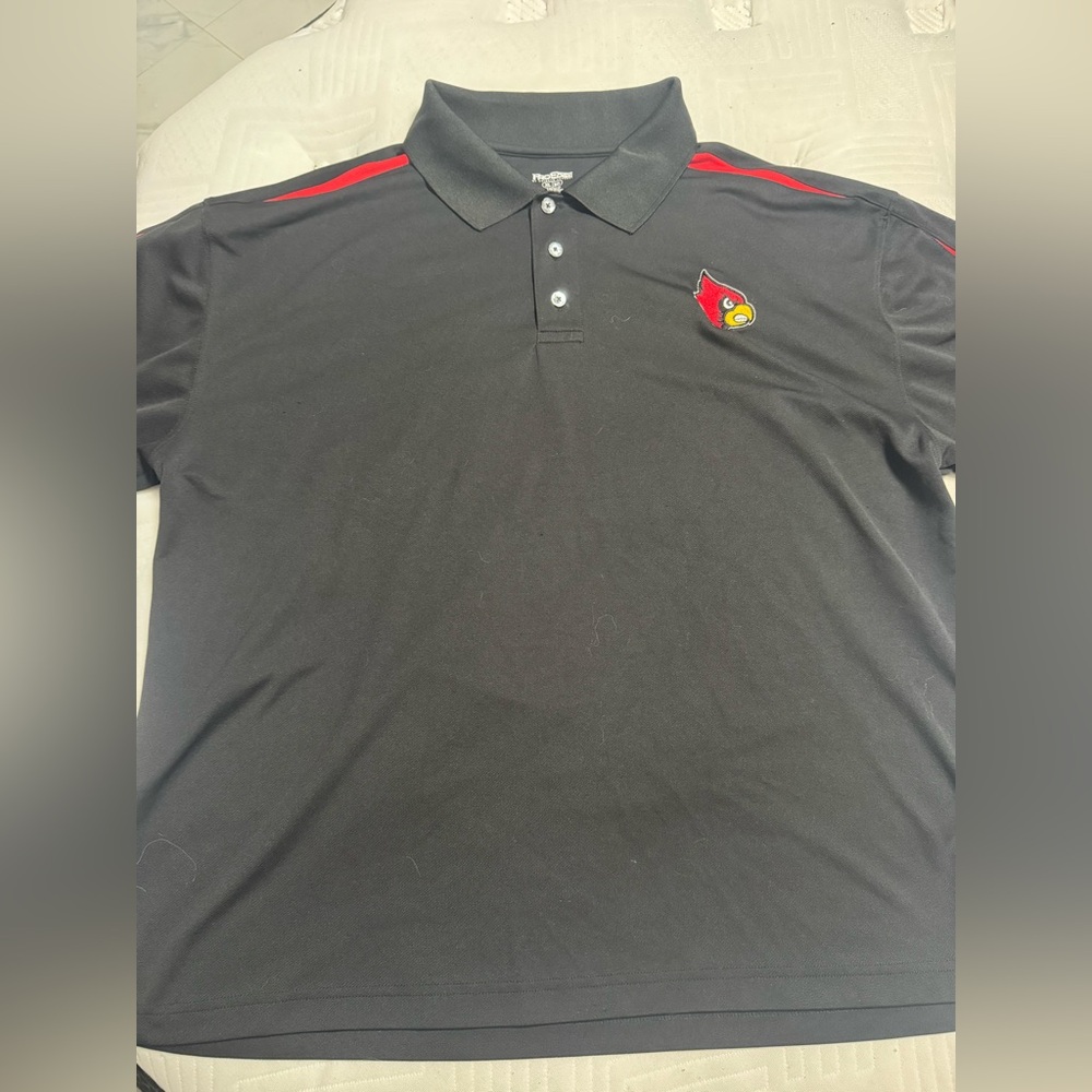 Louisville Cardinals Black Polo Shirt with Red Accents